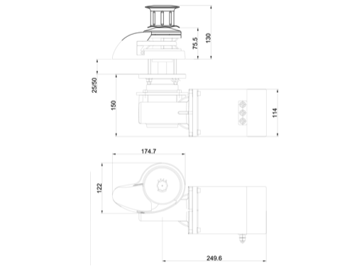 Ital Smart1000 Windlass with Drum 12V 8mm Rope/Chain