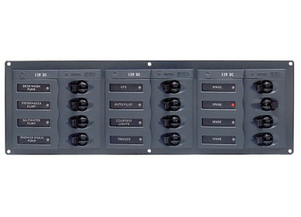 BEP 12V DC Circuit Breaker Panel 12 Way - Horizontal - No Meters