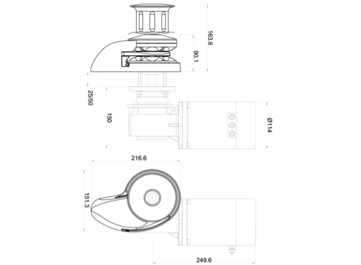 Ital Smart Plus Windlass 1000 with Drum 12V 10mm Chain - 60A