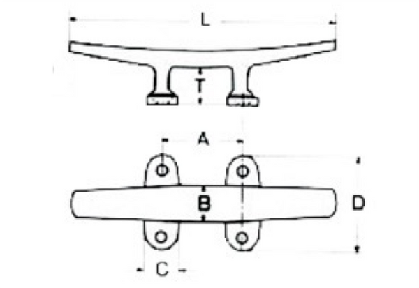 Heavy Duty Low Silhouette Cleat, 316 Stainless Steel, 200mm - Out of Stock