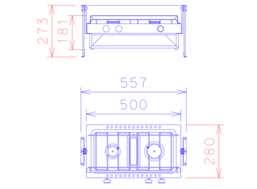 Techimpex Skipper Double Burner Hob & Griil with Pan Clamps & Gimbals