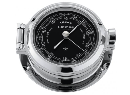 Wempe Nautik Barometer 120mm - Chrome Black Face