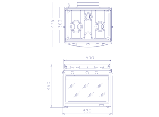 Techimpex Mariner 2 Cooker - 2 Burner Hob, Oven & Grill, Pan Clamps, Gimbals