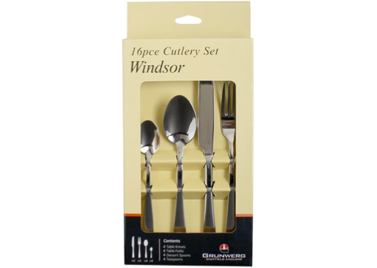 Meridian Zero Windsor Stainless Steel 16 Piece Cutlery Set