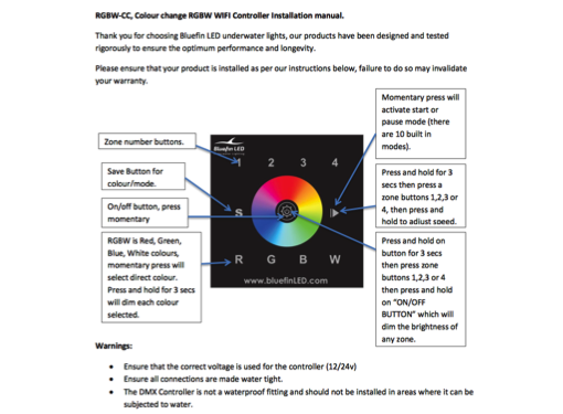 Bluefin LED RGBW WIFI DMX Controller