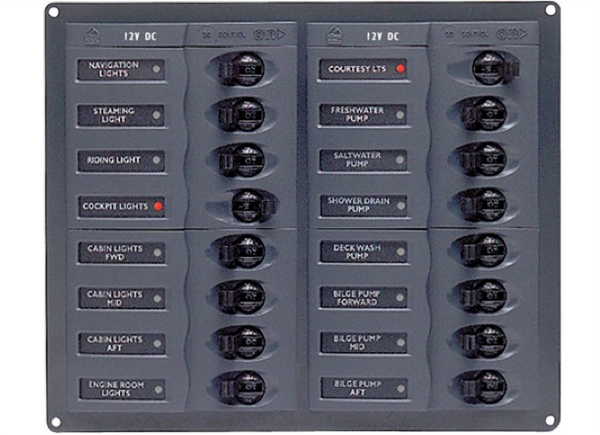 BEP 12V DC Circuit Breaker Panel 16 Way - Square - No Meters