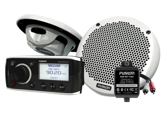 Fusion RA50 / BT100 Bluetooth / EL602 6" slimline marine speakers bundle