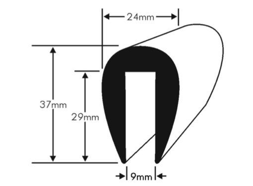 Boat D Rubber Rubbing Strake Fender Section 27mm Base White with black Boat D Rubber Rubbing Strake Fender Section 27mm Base White with black