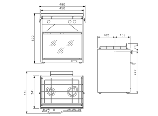 Techimpex Mastergrill Gas Cooker -  2 Burner, Oven & Grill