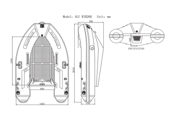 Waveline 2.70m Double Skinned Aluminium Hull RIB