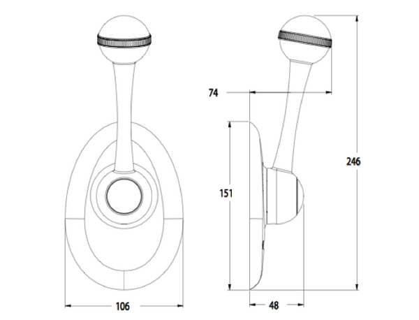 Teleflex CH2800 Side Mount Engine Control with Twist Switch