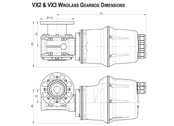 Lewmar Windlass VX2 + Gypsy Drum 1000W - 8mm - Complete Kit - Allow 4-6 Weeks Delivery