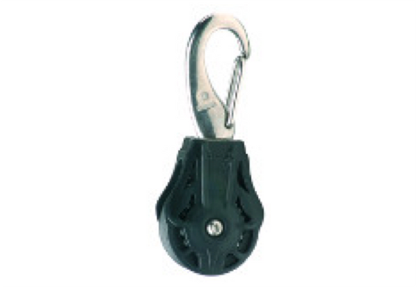 Wichard 35mm Single Block with Swivel & Snap Hook - Plain or Ball Bearing