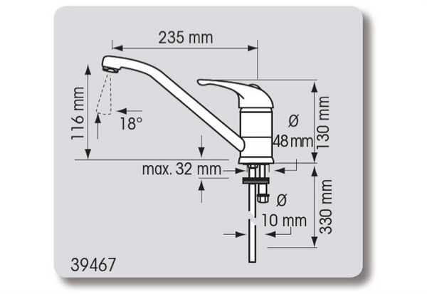 Plastimo Mixer Tap with Long Spout - Chrome - 360º Swivel