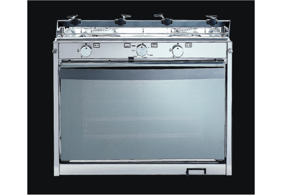 Techimpex Mariner 3 Cooker - 3 Burner Hob, Oven & Grill, Pan Clamps, Gimbals - Stainless Steel Oven Interior