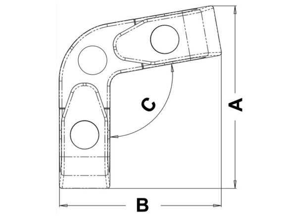 Corner Angled Fairlead with Rollers - 120º - 16-22mm Rope