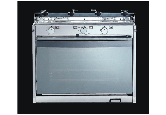 Techimpex Mariner 2 Cooker - 2 Burner Hob, Oven & Grill, Pan Clamps, Gimbals - Stainless Steel Oven Interior