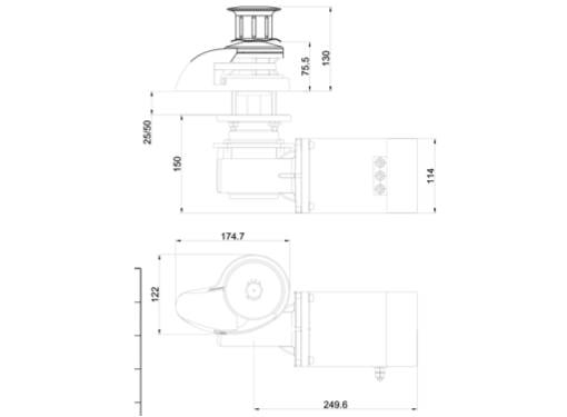 Italwinch Smart 1000 Windlass without Drum 12V 8mm Rope/Chain