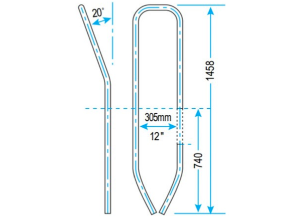 Lewmar Enguard Guardrail Kickback Support - Extended - Starboard