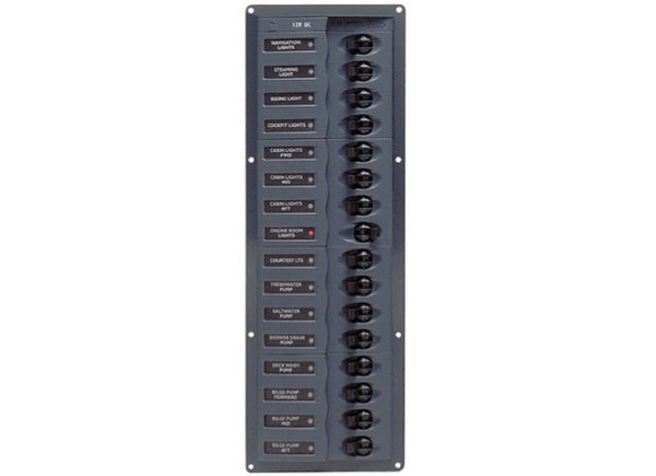 BEP 12V DC Circuit Breaker Panel 16 Way - Vertical - No Meters