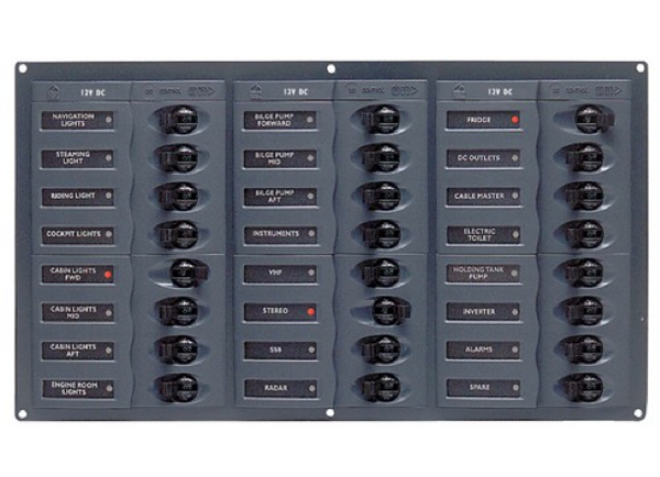 BEP 12V DC Circuit Breaker Panel 24 Way - Square - No Meters