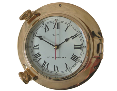 Meridian Zero Large Porthole Clock - Brass - 6"/150mm