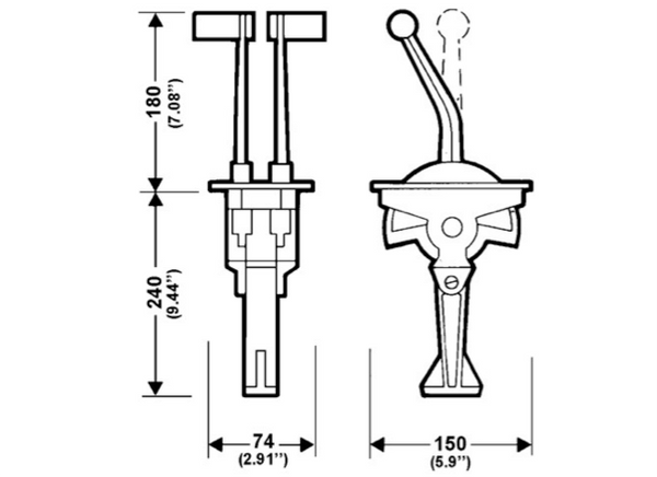 Ultraflex Two Straight Lever Control Throttle + Gear