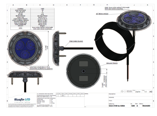 Bluefin Piranha P3 MK11 Underwater LED Light - 4 Colours