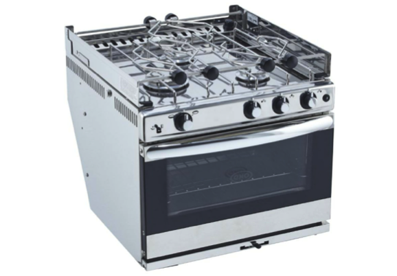 Eno Ultim (Bretagne)- 3-Burner Galley Range in Stainless Steel with Handle, Stainless Steel Oven, Grill and Ignition