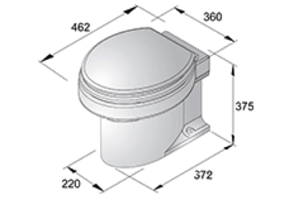 Vetus TMWQ Marine Toilet with Soft Close Lid  - 12 or 24v