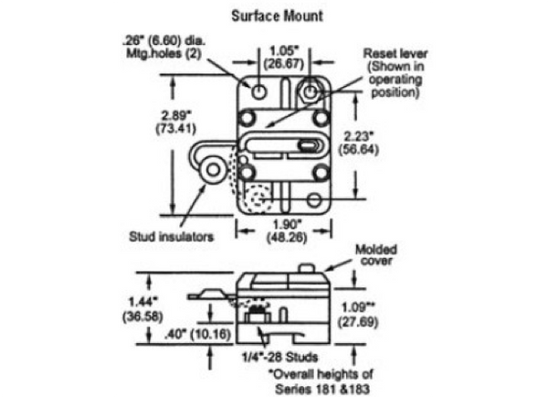 BEP Surface Mount Thermal Single Circuit Breakers - 6 Sizes