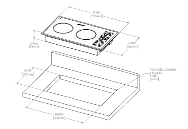 Kenyon Silken2 Cooktop Portrait- Touch Control (two 6 ½ inch) 240V - 2 Burner Hob