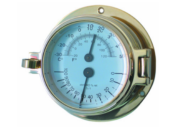 Meridian Zero Channel Range Brass Comfort Meter, Thermometer, Hygrometer
