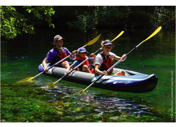 Sevylor Hudson Inflatable Kayak with 2 x Bravo KC Compact Paddles & Bravo 4 Pump - 2 + 1 Persons - New 2024 Model