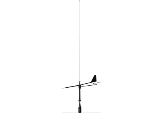 Supergain Black Swan VHF Antenna - S/S Whip With Wind Indicator - 3Db  20M Cable With Bracket