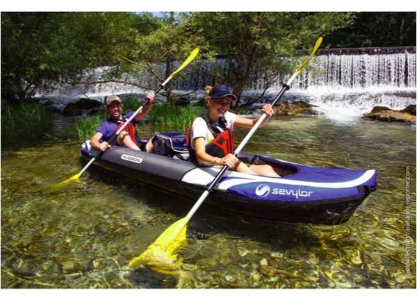 Sevylor Hudson Inflatable Kayak with 2 x Bravo KC Compact Paddles & Bravo 4 Pump - 2 + 1 Persons - New 2024 Model