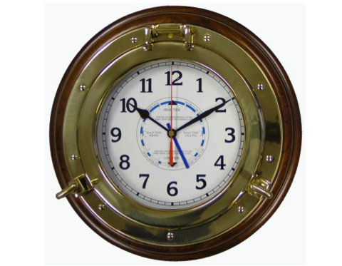 Meridian Zero Wood Mounted Porthole Clock - Brass