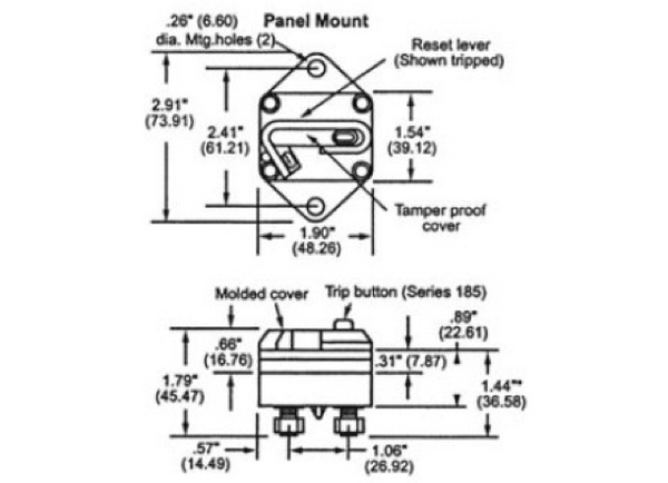 BEP Panel Mount Thermal Single Pole Circuit Breaker - 9 Sizes