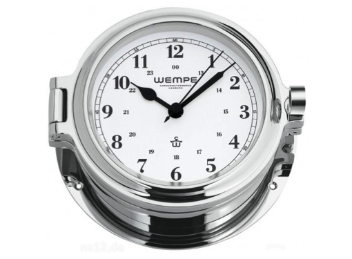 Wempe Cup Series Porthole Clock 140mm - Arabic Numerals  - Chrome Case