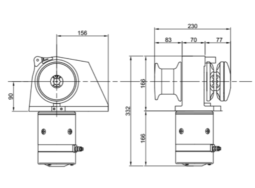 Italwinch Obi 1000 Windlass without Drum 12V 115A 8mm Chain