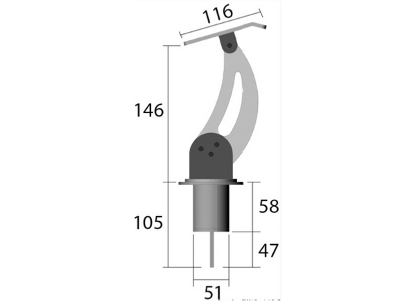 Kiwi Marine Universal Fixed Dinghy/Tender Holder - Double Offset - Removable Base