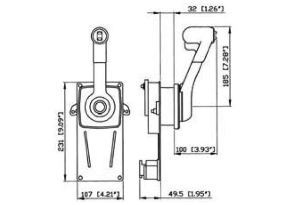 Ultraflex B184 Single Lever Side Mount Control with Trim Switch