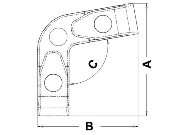 Corner Angled Fairlead with Rollers - 100º - 16-22mm Rope