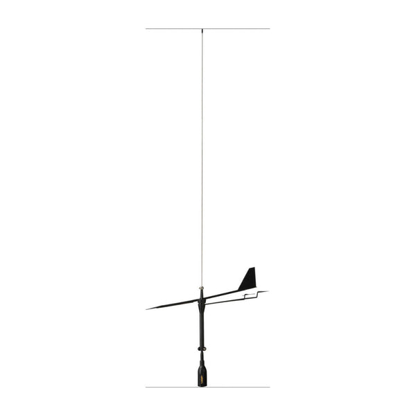Supergain Black Swan VHF Antenna - S/S Whip With Wind Indicator - 3Db  20M Cable With Bracket